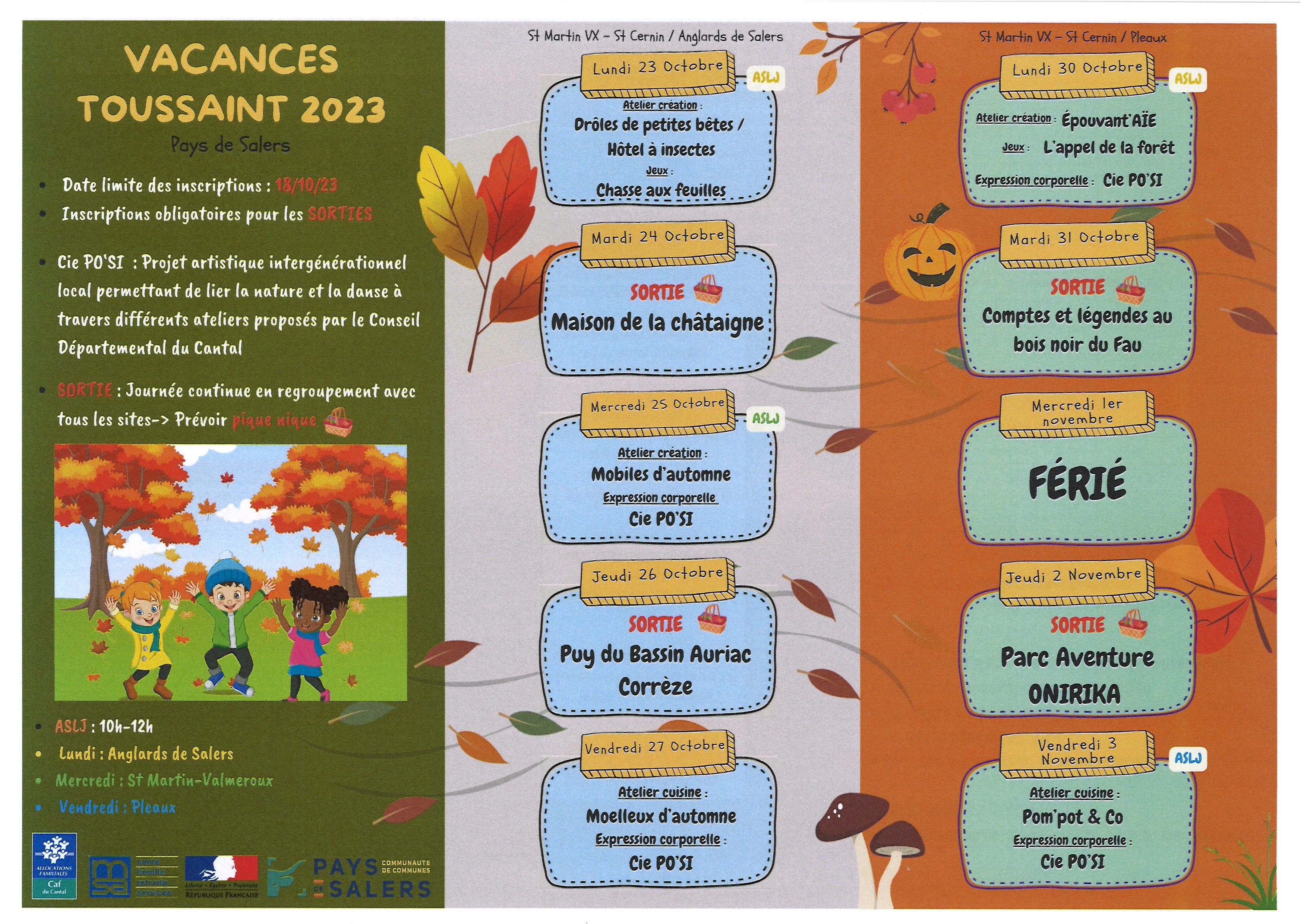 ACCUEIL DE LOISIRS TOUSSAINT SAINT CERNIN CANTAL