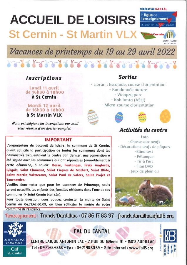 ACCUEIL LOISIRS SAINT CERNIN CANTAL