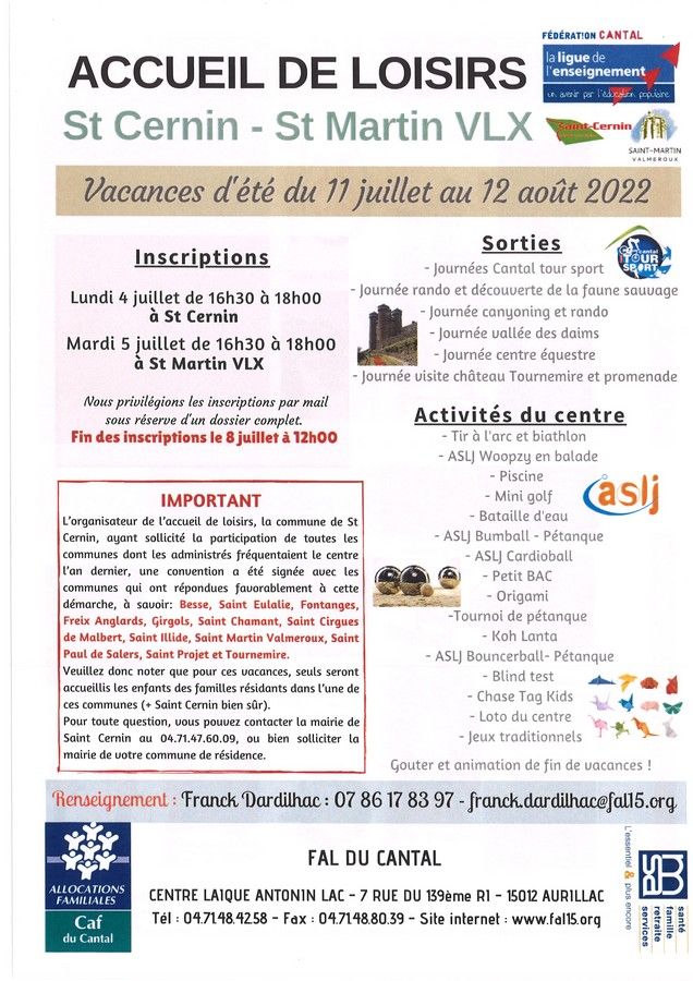 ACCUEIL DE LOISIRS ÉTÉ 2022